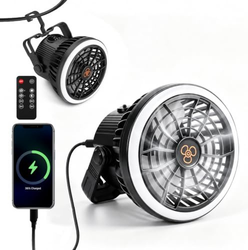 Camping Fan With Led Lantern, Battery Operated,3 Speeds&Brightness For Tent | Camping Fan Light With Time,Charging For Phone,Hanging Hook ,Campings Fan With Light For Car Rv,Campings Essentials