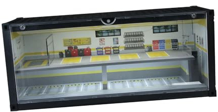 MERIGLARE Vitrine de Garage à L'échelle 1:64, Diorama de Garage, Décor Réaliste D'atelier de Réparation