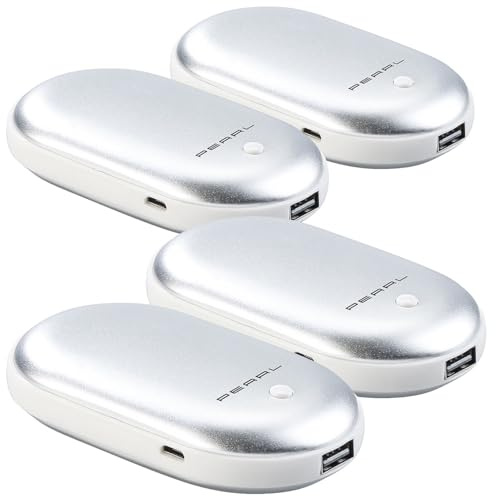 PEARL Handwärmer USB Powerbank: 4er-Set 2in1-Powerbank mit Handwärmer, 4.000 mAh, 3 Temperaturstufen (tragbare, mit USB Anschlüssen)