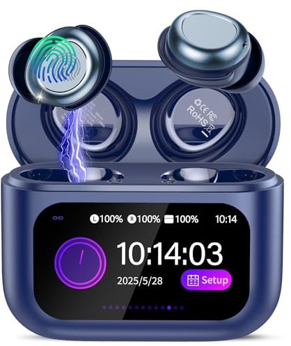 ZYHKON Bluetooth Kopfhörer, 48H Spielzeit Mini Kopfhörer mit HiFi Sound, Wireless Ohrhörer für Seitenschläfer Blau