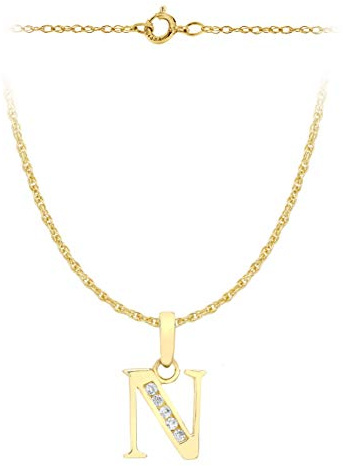 Carissima Gold Damen Prince of wales Halzkette mit 10mm x 12mm kubic Zirkonia Anhänger 9k(375) Gelbgold 0.4mm 46/18zoll