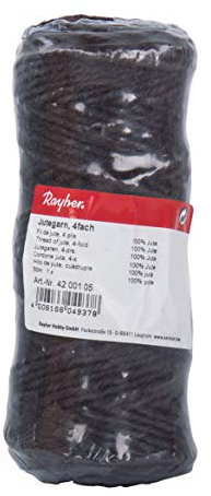 Rayher 4200105 fil de jute, corde jute 3 plis bobine 50m Ø3,5mm, marron foncé