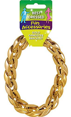 HENBRANDT Gold Gangster Bracelet - Premium Quality 31cm Chain Link Costume Accessory for Fancy Dress Parties, Halloween & Retro Events