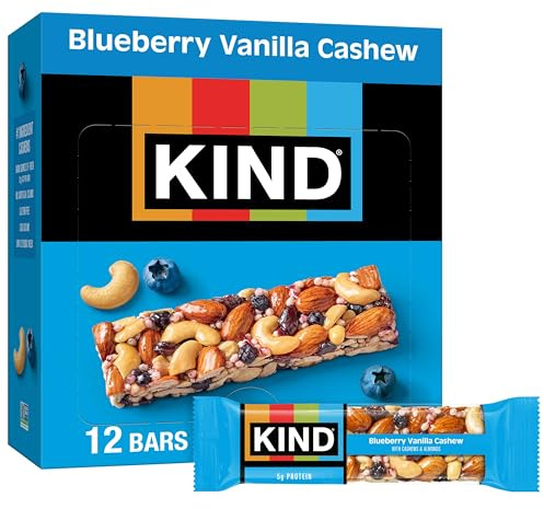 KIND Bars, Blueberry Vanilla Cashew, Healthy Snacks, Gluten Free, 5g Protein, 12 Count