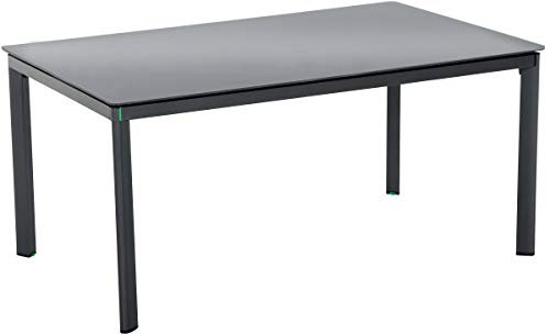 MWH Das Original Alutapo Esstisch mit Aluminiumrahmen und Glasplatte160x95 cm