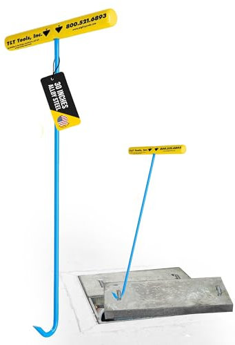 T&T Tools Handy Hook Lifting Tool – 76.2cm (30”) Long Steel Pump Hook – 9.5mm Pump Hook End – Standard Duty Lifting Hooks, Lift Manhole Covers – Manhole Key for Moving, Lifting & Pulling