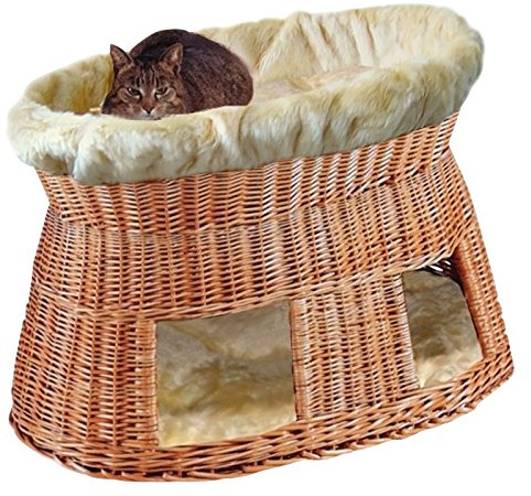 Silvio Design Katzenbett Deluxe, Doppelstöckig, Natur Weide & Textil
