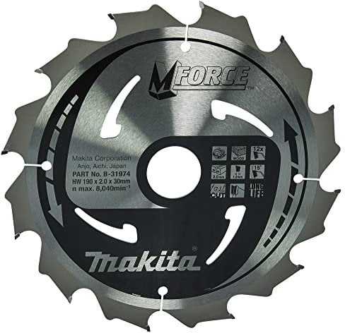 Makita B-31974 Lama Sega Circolare Makforce T.C.T. 190x30mm 12T HS7611J Legno