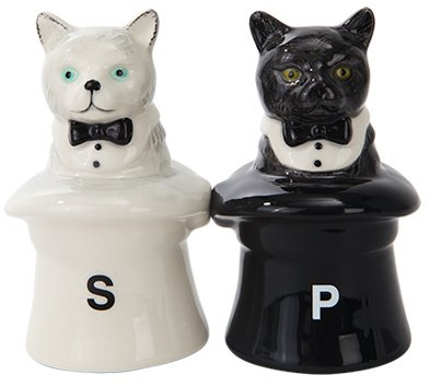 Lot de Salière et poivrière – Chat dans Chapeaux NEUF en céramique cadeaux 10392