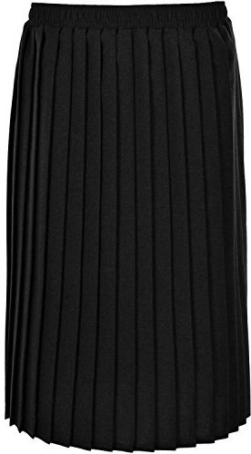 KK Fashion Lines Womens Pleated Skirt Elasticated Waist Knife Pleats 27 Inch Length (Medium, Black)