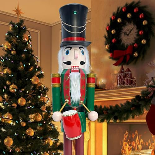 CDL 180cm 6Ft Tall Life-Size Large/Giant Christmas Soldier Drummer On Stand Play Drum For Indoor Outdoor Xmas/Event/Ceremonies/Commercial Decoration(6 Feet, Soldier Green K37)