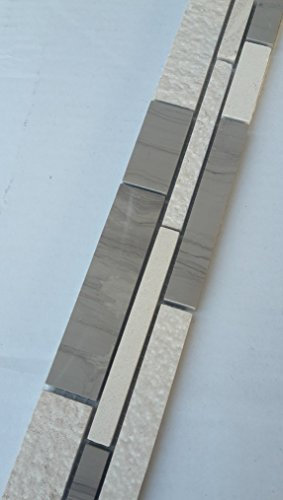 Fliesenbordüre Grau Mosaik Bordüre Marmor 31x5 cm Naturstein Fliesen Beige Creme Weiß Bad B038