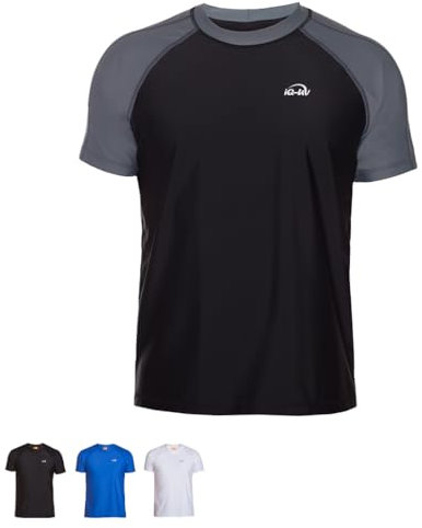 iQ-UV Herren Shirt Kurzarm Loose Fit UV T-Shirt, ash-Black, 4XL