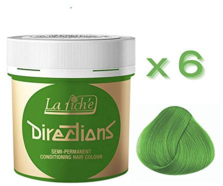 6 X La Riche Directions Semi-Permanent Hair Color 88ml Tubs - Spring Green