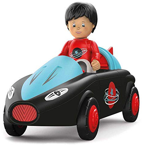Toddys by siku 0115, Sam Speedy, 3-teiliges Spielzeugauto mit Licht und Sound, Zusammensteckbar, Inkl. beweglicher Spielfigur, Hochwertiger Schwungradmotor, Schwarz/Türkis, Ab 12 Monaten