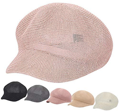 COMVIP Béret Paille Respirant Chapeau de Soleil Octogonal Casquette Femme Rose