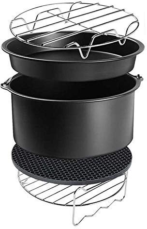 5PCS /Set Air Fryer Accessories Set with Cake Tin Baking Pizza Tray Baking Grill Rack Insulation Pads for Air Fryer Baking 6In