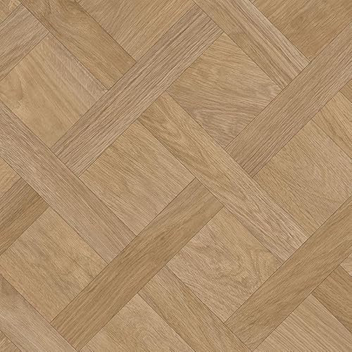 VINYL FLOORING UK Brown Wood Effect Vinyl Flooring Roll For Living Room, Kitchen, 2.0mm Cushioned Backing, Lino Flooring Modern Design-2m(6'7) X 1m(3'3)-2m²