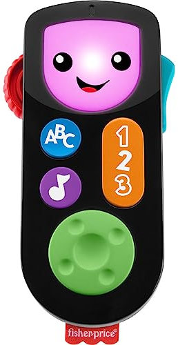 Fisher-Price Laugh & Learn Stream & Learn Remote, Electronic Pretend TV Remote Toy with Lights and Educational Content for Infants and Toddlers