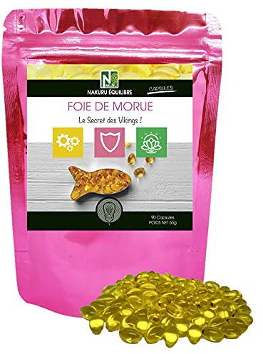 NAKURU | Foie de Morue | Gamme Équilibre | Fabriqué en France | Le Secret des Vikings ! | (90 Capsules de 700mg / Poids Net: 63g)