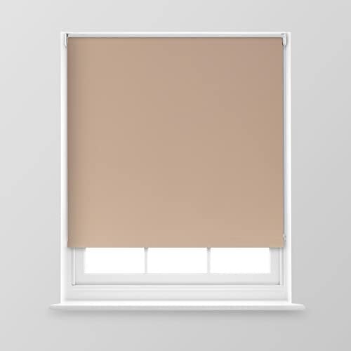 A.Unique Home Premium Trimmable Thermal Blackout Roller Window Blind in a Variety of Colours and Sizes Ideal for any Room - 2FT - Mocha - 60cm (W) x 170cm (L) | 23.6 (W) x 66.9 (L)
