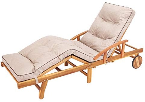 Bjird - Cojín para Tumbona de Exterior 200 x 55 cm - Colchóneta para Tumbona de Jardin y Terraza y Balcón - Impermeables - Made in EU - Beige