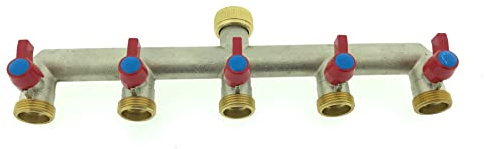 5-Wege Messing Wasserhahn Wasserverteiler Anschluss 5 Geräten Absperrhahn Gartenschlauch 5er Verteiler 3/4