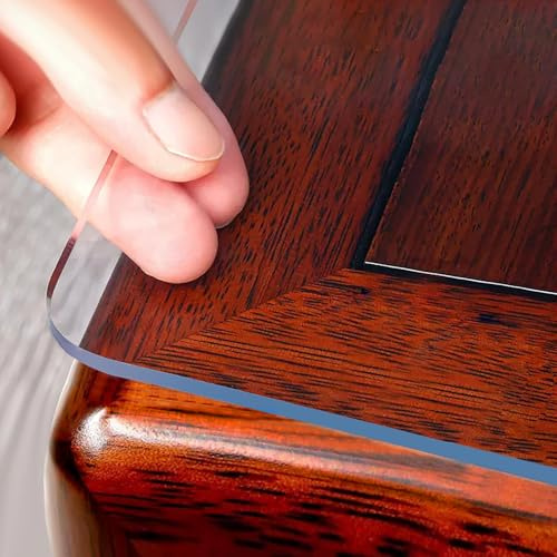 Tischfolie transparent 2mm, 50 x 140cm Transparente Tischdecke Tischschutz, Wasserdicht PVC Glasklar Folie Tisch Schutzfolie, Durchsichtig Klar Schreibtischmatte Schreibtischunterlage für Büro Zuhause
