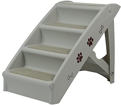 VA-Cerulean Haustiertreppe,Faltbare Kunststoff Hundetreppe,Tiertreppe mit Rutschfesten Stufen,Katze, Kleine Haustiere Einstiegshilfe für Bett oder Sofa(Grau)