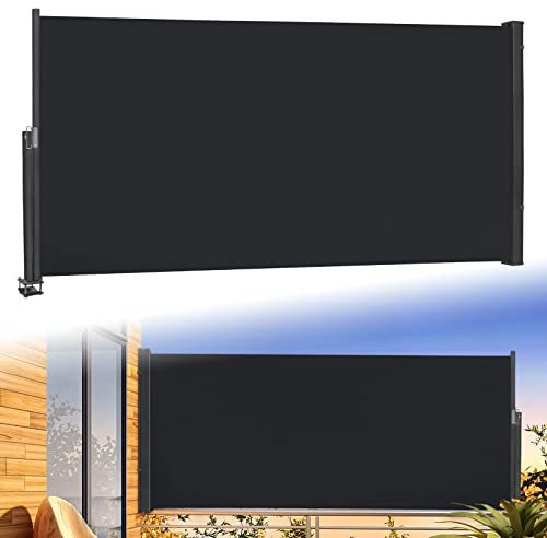 UISEBRT Auvent latéral extensible 140 x 300 cm – Brise-vue pour balcon, jardin, anthracite
