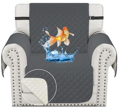 CHELZEN wasserdichte Sessel Abdeckung, Reversible Stuhl Sofa Abdeckung, Möbel Schutz für Wohnzimmer Kinder Hunde Haustiere (1 Sitzer, Dunkelgrau)
