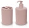 Inbagno Set Accessori Bagno 2 Pezzi Colorati Rosa, Dispenser e portaspazzolini, in Resina, Linea Ring