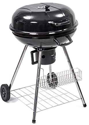 Hi-Gear Classic Kettle Barbecue with Wheels & Porcelain Enamel Lid, Charcoal BBQ Grill, Portable, Smoker, Outdoor Cooking, Ideal for Camping, Festivals, Picnics, the Beach & Garden, Black, 57cm Grill