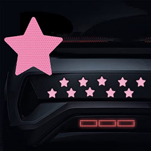 Dreothy Juego de 10 calcomanías reflectantes de estrella cinta reflectante advertencia seguridad calcomanías para coches camiones para cascos bicicletas ventanas parachoques(estrella, rosa)