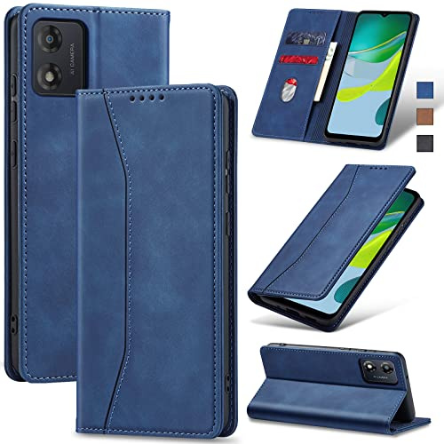 Jasonyu Funda para Motorola Moto E13 Flip Case,Azul | Cuero PU Carcasa,Tipo Libro con Tarjetas y Cartera,Soporte Plegable,Cierre magnético,Capa