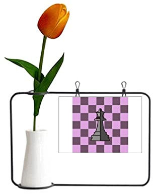 Checkerboard Queen Weißes Wort Schachtier Tulpe Künstliche Blumenvase Dekoration Karte