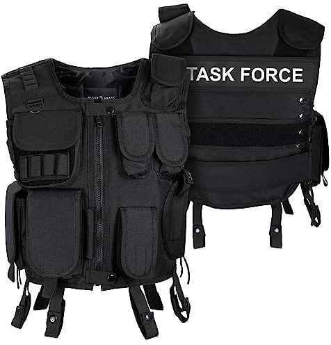 Black Snake® SWAT Einsatzweste Taktische Weste schwarz Paintball Softair Gotscha Brustschutz (Task Force, XL-XXL)