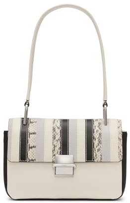 Calvin Klein Clove Schultertasche mit 3 Fächern, Weiß/Schwarz Snake Combo, Einheitsgröße