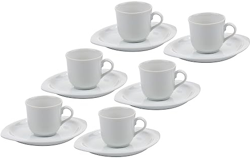 Emilja Espressotasse Oval Porzellan weiß - 6er Set Mokkatassen