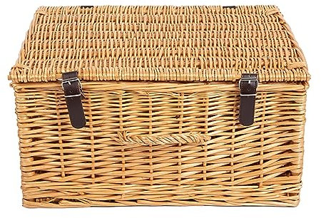Natural Dyed Wicker Hampers with Lid Perfect for Gift Hampers Shelf Basket Wardrobe Organizor Underbed Storage Retail Display Basket (Honey, Large)