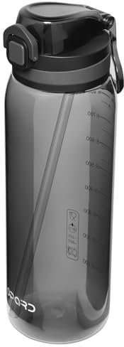 Opard Peak 700 ml/1000 ml Trinkflasche mit Strohhalm, BPA-frei, Auslaufsichere Flasche mit Klappdeckel