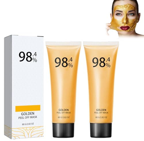 Dyceittdia 2PCS Maschera D'oro, Maschera oro Rip-Off, Maschera Strappo oro 24K, Maschera Esfoliante, Pulizia Profonda, Affinamento e Rassodamento dei Pori, 2PCS*80g,mask (10)