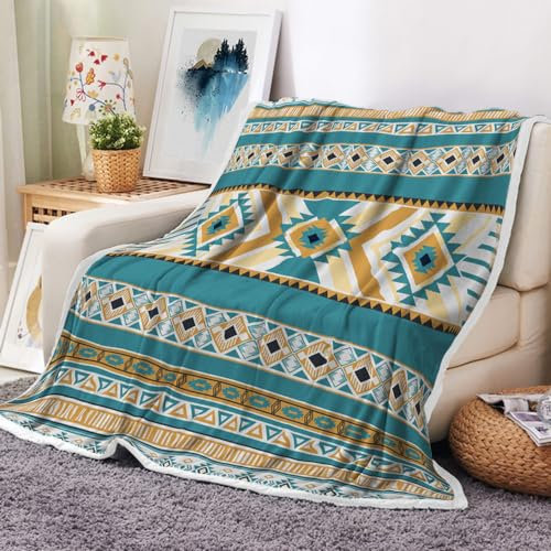 Xiaoput Azteken-Überwurfdecke, Indianer, Südwestern, Navajo, Stammes-Stil, warmer Überwurf, Boho-Wester-Dekor, Flanell, gemütliche Überwurfdecke für Sofa, Camping, Couch, Bett, Reisen, 127,7 x 152,4