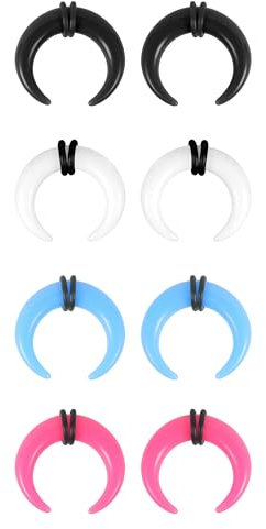 ZS 4 Paar Acryl Septum Taper Pincher Ring, 14G 12G 10G 8G 6G 4G 2G 0G 00G Buffalo Nasenring Dehner Expander zum Dehnen von durchbohrten Nasenohren (2g(6mm))