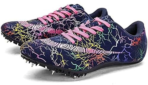 AahArya Leichtathletik Spike Lauf Sprint Schuhe Herren Licht Laufschuhe Für Sprints 8 abnehmbaren Nägel Leichtathletikschuhe mit Spikes Sprint Herren Kinder Damen Jugendsportschuhe