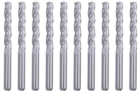 Gasea 10Pcs 1/8 Shank 3.175 x 22mm Carbide Flat Nose End Mill CNC Router Bits 3 Flute Spiral Upcut End Milling Cutter for MDF Acrylic PVC Wood