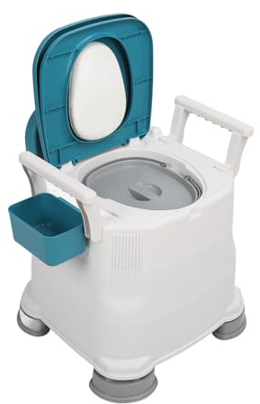 Silla de baño portátil con inodoro y reposabrazos | Altura, diseño antideslizante, a prueba de olores, PU suave para mayor comodidad.
