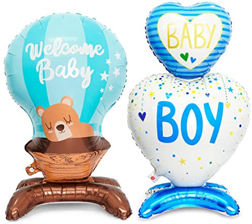 XXL Baby Boy Folienballons, Welcome Baby Boy Balloon, Baby Dusche Taufe Ballon Blau Gender Reveal, Junge Geburt Luftballon, Baby Shower Deko Boy, Baby Party Dekoration, Baby Willkommen Party Geschenke