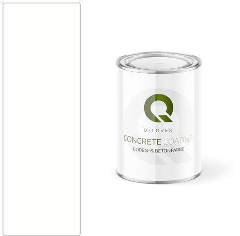 Q-COVER Bodenfarbe Betonfarbe Weiß 0,9L Garagenboden Bodenbeschichtung für Innen Kellerfarbe Fußbodenfarbe