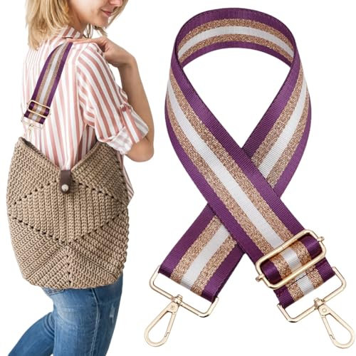 Traziewell Taschengurt Breit Schultergurt, 5CM Taschengurte zum Wechseln, Herren Taschenriemen Damen Tragegurt Längenverstellbarer für Schultertasche DIY Zubehör Violett 1910